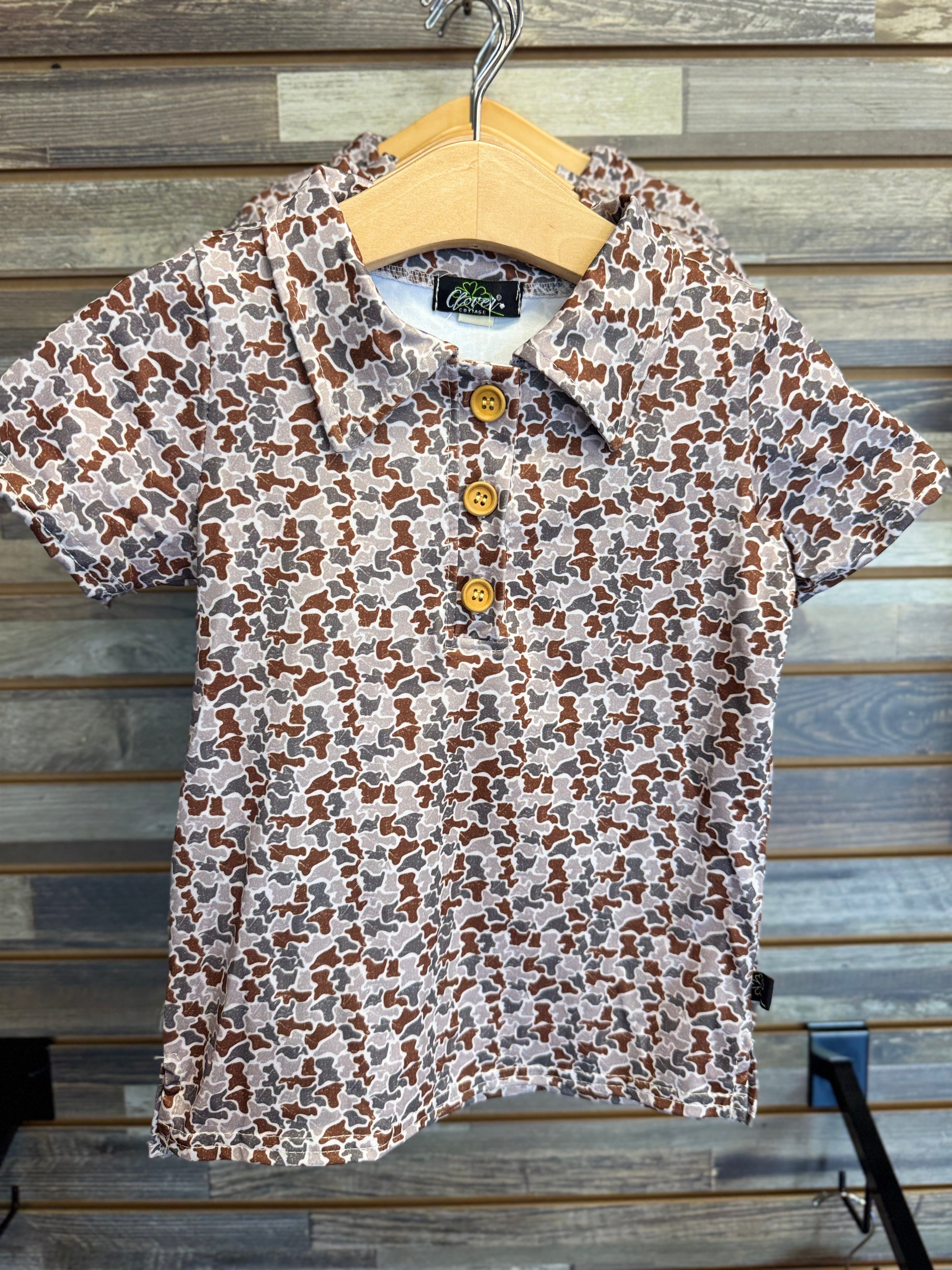 Distressed Camo Polo